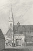 LANDERNEAU. Porte Cimetiere l' eglise Martyre, Pres c1830 old antique print