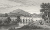 ABERGAVENNY. Monmouthshire. Monmouth. town bridge c1830 old antique print