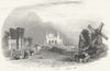 CAMBS. Peterborough. Cathedral Harwood Windmill 1850 old antique print picture