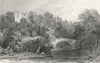 NORTHUMBS. Dilston Hall. Figure shooting Bird Dog 1832 old antique print