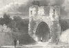 LINCS. Gate Way, Lincoln Castle. Saunders 1836 old antique print picture