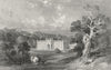 Leics. Donnington Hall. hunt Deer dog 1836 old antique vintage print picture