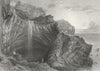 IOW. Blackgang Chine-Bartlett c1840 old antique vintage print picture