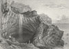 IOW. Blackgang Chine-Bartlett c1840 old antique vintage print picture