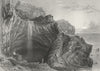 IOW. Blackgang Chine-Bartlett c1840 old antique vintage print picture