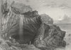 IOW. Blackgang Chine-Bartlett c1840 old antique vintage print picture