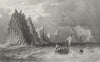 IOW. The Needles and Scratchell's Bay c1840 old antique vintage print picture