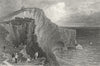 IOW. Scratchells Bay-Bartlett c1840 old antique vintage print picture