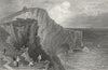 IOW. Scratchells Bay-Bartlett c1840 old antique vintage print picture