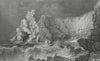 IOW. View near Freshwater Bay c1840 old antique vintage print picture