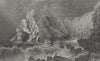 IOW. View near Freshwater Bay c1840 old antique vintage print picture