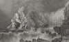 IOW. View near Freshwater Bay c1840 old antique vintage print picture