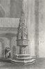 NORFOLK. Font Worstead Church. Le Keux Churches 1824 old antique print picture