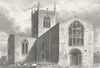 LINCS. Stow Church. Saunders 1836 old antique vintage print picture