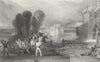 MILITARIA. Castle fighting horseback shots fired c1830 old antique print