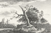 LANDSCAPES. 3 figures tree tower c1800 old antique vintage print picture