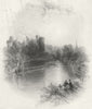 CASTLES. River picnic c1840 old antique vintage print picture
