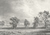 LINCS. Leadenham. Saunders Sheep grazing Hunt 1836 old antique print picture