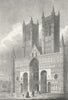 LINCS. Lincoln cathedral. Saunders Front view 1836 old antique print picture
