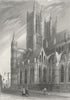 LINCS. Lincoln cathedral SW angle 1836 old antique vintage print picture