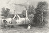 HERTS. Birthplace Cowper, poet Berkhampstead.  c1840 old antique print picture