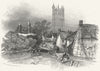 IOW. Carisbrook, Isle of Wight. village. Harwood 1850 old antique print