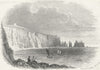 IOW. Allum Bay, needles, Isle of Wight 1860 old antique vintage print picture