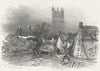 IOW. Carisbrook, Isle of Wight. village. Harwood 1840 old antique print