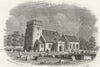 IOW. Arreton Church, Isle of Wight c1850 old antique vintage print picture