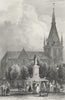 BELGIUM. Cathedral, Liège. Shepherd 1840 old antique vintage print picture