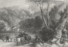 BELGIUM. View Theux. Shepherd Ox cart 1840 old antique vintage print picture
