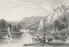 BELGIUM. Dinant. SALMON river boats 1840 old antique vintage print picture