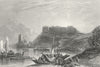 BELGIUM. Huy. SALMON Several boats river 1840 old antique print picture