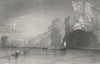 BELGIUM. Felsenparthie Maas. Wolff. (river Meuse) 1844 old antique print