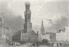 BELGIUM. Borse Brugge Bruges. Wolff. Horse coach 1844 old antique print