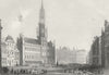 BELGIUM. Grosse Markt Brussel. Wolfe. Groose 1844 old antique print picture