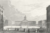 BELGIUM. Konigsplatz Brussel. Wolfe. Horse coach 1844 old antique print