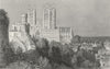 LINCS. Lincoln Castle. Allom 1850 old antique vintage print picture