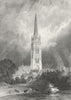 LINCS. Church & Louth, Lincolnshire. Allom 1836 old antique print picture