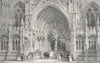 LINCS. Entry to Lincoln cathedral. Allom 1836 old antique print picture
