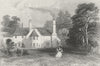 HERTFORDSHIRE. Birthplace Cowper, Poet, Berkhampstead  c1840 old antique print