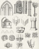 BUILDINGS. Architecture VI Gothic details c1849 old antique print picture