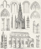 SCOTLAND. Gothic. Scott monument Edinburgh c1849 old antique print picture