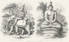 HINDUISM. Oriental divinities Duwiau Dwyreiniol c1849 old antique print