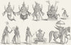 RELIGIOUS. 10 avatars incarnations of Vishnu c1849 old antique print picture