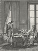 PORTRAITS. man seated desk quills standing c1800 old antique print picture