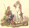 MONTENEGRO. Un Risanote son Epouse, de Kotor Bay c1820 old antique print