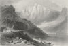 CAZANE. Iron gorge river boat tree Mtns building 1840 old antique print