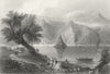 ROMANIA. Babacai. river boat Mtns building 1840 old antique print picture