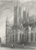 LINCS. Lincoln cathedral, SW angle 1836 old antique vintage print picture